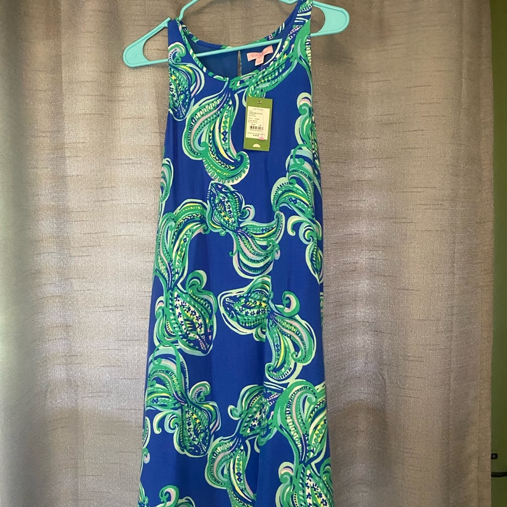 Lilly Pulitzer Blue and Green Midi Dress